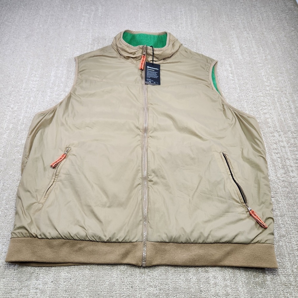 Stoic Vest Men XXL Polar Fleece Reversible Nylon Green Hiking‎ Outdoor